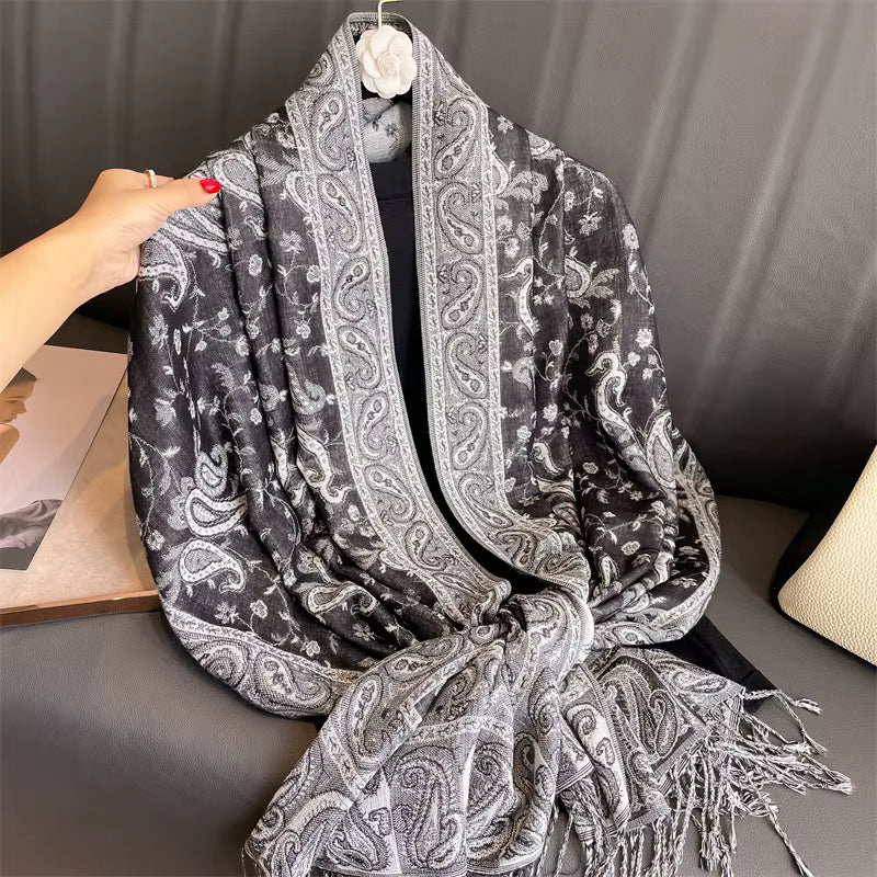Black Pashmina Paisley Scarf