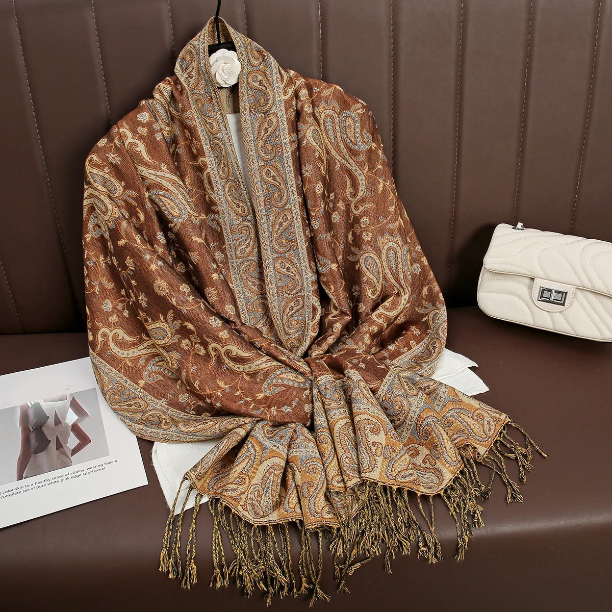 Brown Pashmina Paisley Scarf