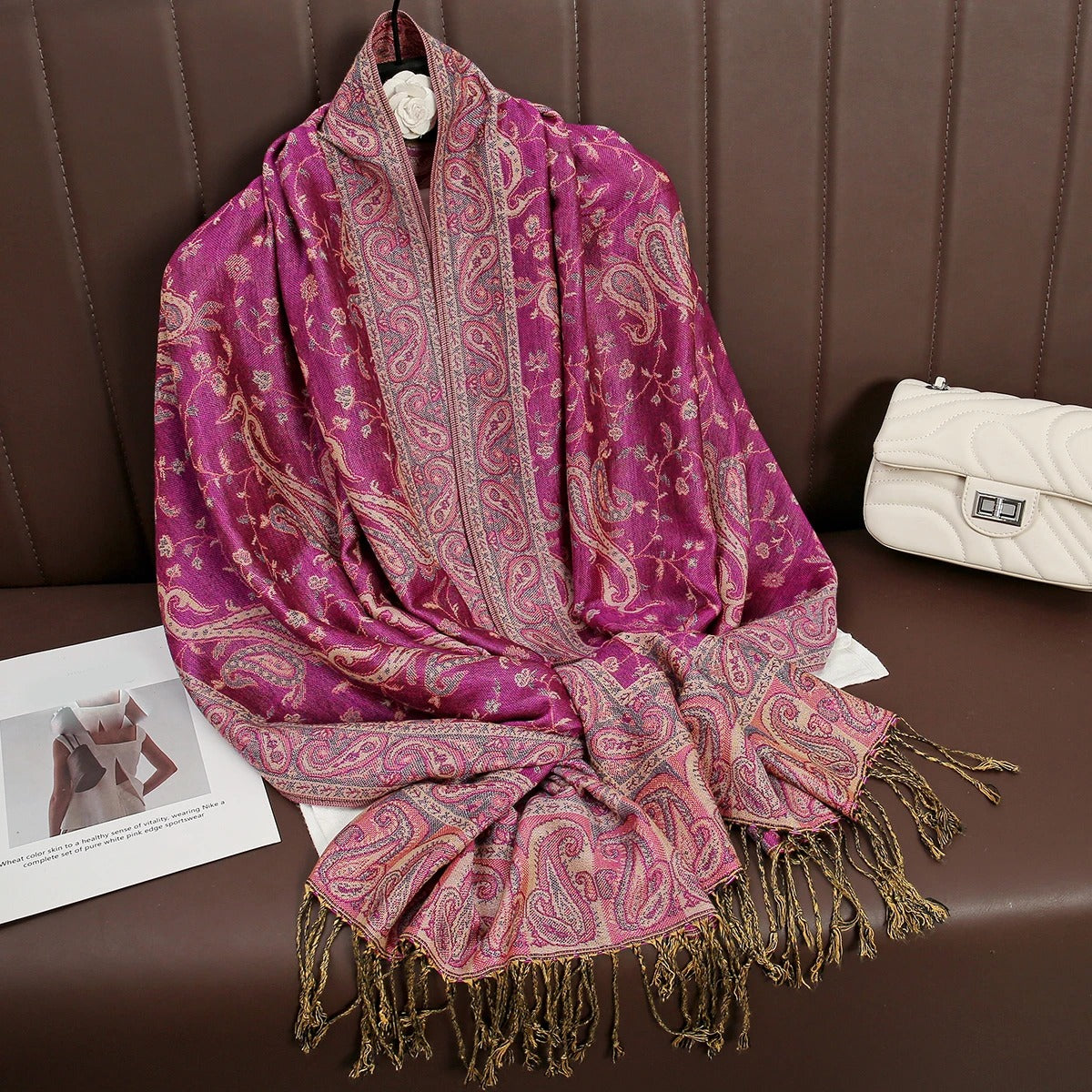 Pink Pashmina Paisley Scarf