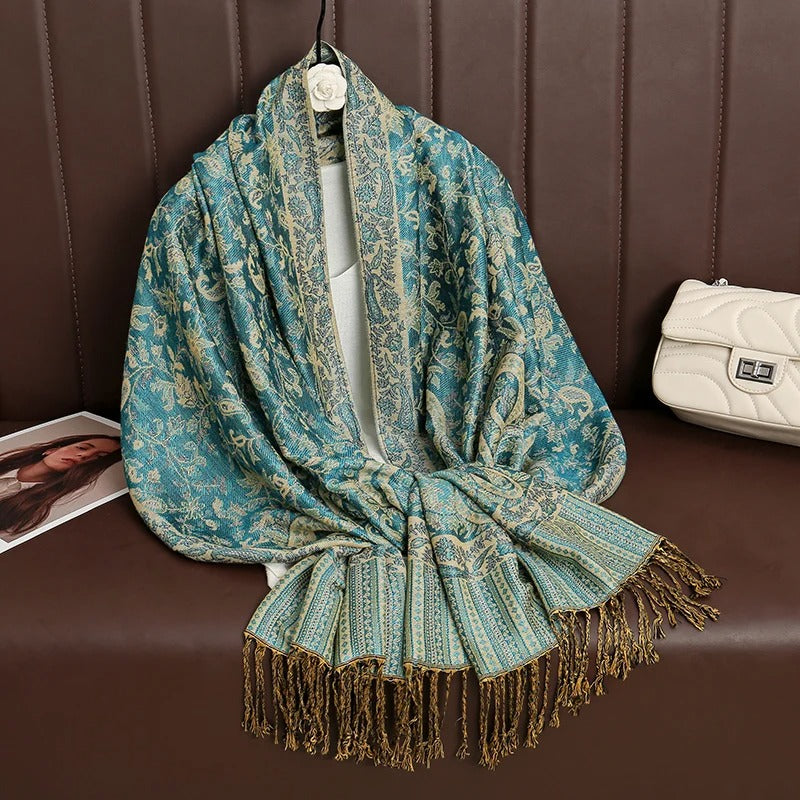 Turquoise Pashmina Paisley Scarf